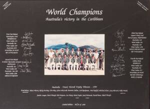 BALANCE OF COLLECTION, noted 1995 Australian Cricket Team photograph with 19 original signatures; signed displays of Cathy Freeman, Kieren Perkins, 1996 Aust Equestrian team, Evonne Goolagong & Arantxa Sanchez; plus polo shirts signed by Oarsome Foursome 