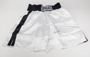 MUHAMMAD ALI, signature on pair of 'Everlast' boxing shorts with black band & trim. With 'Online Authentics' No. OA-8099577.