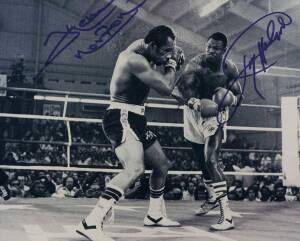 SIGNED PHOTOS, noted Ken Norton v Larry Holmes; Mike Spinks v Gerry Cooney; Calvin Grove, Jeff Chandler, Tracy Patterson, Alexis Arguello, Johnny Tapia, Brian Schumacher, Mark Breland (2), Leon Spinks, Vincent Pettway, Wilfredo Gomez, Tommy Morrison, Bobb