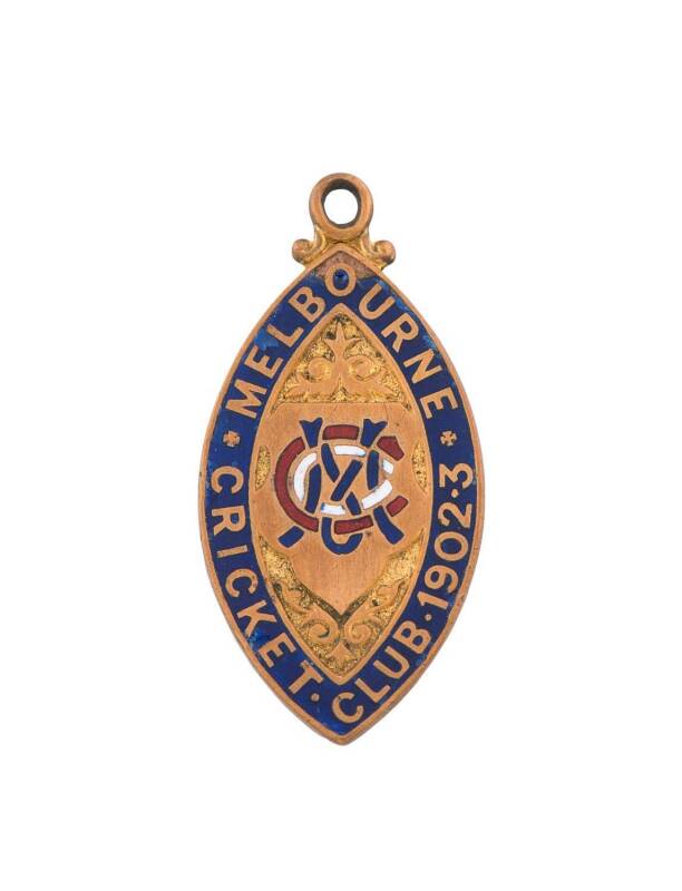 MELBOURNE CRICKET CLUB, 1902-3 membership badge, made by J.R.Gaunt, No.984.