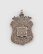 MELROSE CRICKET CLUB, sterling silver fob engraved "M.C.C., Premiers, 1904-5, Won by F.Flewellen, For Best Batting Average".