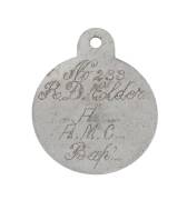 UMPIRE DAVID ELDER: Victorian Cricket Umpires Association gold fob engraved "D.A.Elder, Life Member, 1913". Also a gold fob awarded to him in 1910 for 28 years service with John Danks & Son; 3 items from his son R.Elder - gold fob for M.B.C.A.Premiers 190