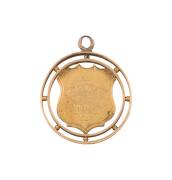 UMPIRE DAVID ELDER: Victorian Cricket Umpires Association gold fob engraved "D.A.Elder, Life Member, 1913". Also a gold fob awarded to him in 1910 for 28 years service with John Danks & Son; 3 items from his son R.Elder - gold fob for M.B.C.A.Premiers 190 - 3