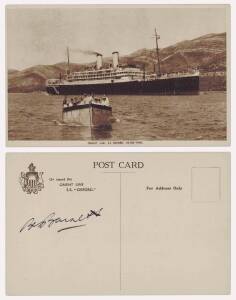 Postcards of Orient Line S.S.Orford (that took 1934 team to UK) each signed on reverse by Ben Barnett (5); plus c1905 postcard of Warwickshire team.