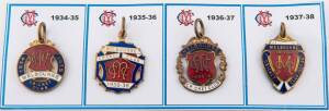 MELBOURNE CRICKET CLUB, membership badges for 1934-35, 1935-36, 1936-37 & 1937-38 Centenary Year.