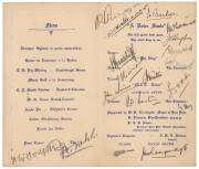 1935-36 ENGLAND TOUR TO AUSTRALIA: Rare menu "Luncheon Given by The Broken Hill Associated Smelters Pty Ltd, in honour of the visit of Marylebone Cricket Club team, on Tuesday 5th November 1935 at 1.30pm, at the Royal Exchange Hotel - Port Pirie", with 54