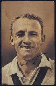 DON BRADMAN, superb signature on 1936-37 photogravure postcard.