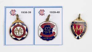 MELBOURNE CRICKET CLUB, membership badges for 1937-38 Centenary Year, 1938-39 & 1939-40.