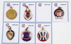 MELBOURNE CRICKET CLUB, membership badges for 1939-40, 1940-41, 1945-46, 1946-47, 1948-49 & 1949-50.