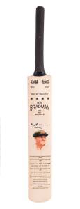 DON BRADMAN, signature on full size replica "Sykes" Cricket Bat.