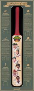 THE KNIGHTS OF CRICKET, full size cricket bat, with signatures of Sir Donald Bradman, Sir Richard Hadlee, Sir Colin Cowdrey, Sir Garfield Sobers, Sir Clyde Walcott & Sir Everton Weekes, limited edition 1/480, mounted in an attractive display case, overall