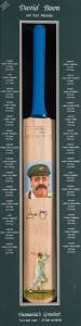 DAVID BOON, display "David Boon - 100 Test Matches", comprising full size Cricket Bat with two hand-painted portraits of David Boon; signed & mounted in attractive display case, overall 35x110cm. Limited edition 404/500. With CoA.