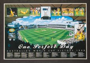 STEVE WAUGH, lithographed prints "Declaration of Waugh, 16 Consecutive Victories as Captain of Australia", signed by Steve Waugh, limited edition 96/500; plus "One Perfect Day, Australia's World Cup Victory 1999", signed by Steve Waugh, limited edition 20