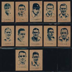 1931 Australian (Giant Brand) Licorice "South African Cricketers", complete set [12], noted A.J.Bell, N.A.Quinn & E.A. Van Der Merwe. G/VG.