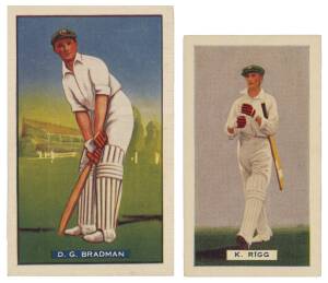 1938 Hoadleys Chocolates "Test Cricketers", medium size, complete set [36]; plus 1936 Hoadleys "Test Cricketers", complete set [40]. G/VG.