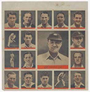 1946 Anonymous "Cricket Transfers" - English Cricketers complete with one large (W.Hammond) & 16 small; plus another set transferred to page.