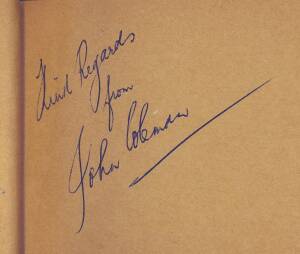 AUTOGRAPH BOOKS, one c1949-55 with c186 signatures including range footballers & cricketers including John Coleman (2), Dick Reynolds (2), Jack Dyer, Ian Johnson & Keith Miller; other c1965 with range bands including The Mixtures & The Loved Ones.