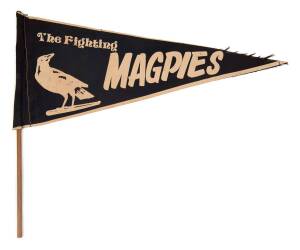 COLLINGWOOD PENNANTS: Collection including 1953 Grand Final with Lou Richards; 1955 Grand Final with Neil Mann; Robert Rose; 1956 Olympic Premiership; 1958 Grand Final; The Fighting Magpies; 1960 Thorold Merrett (2); 1960 Collingwood; Collingwood - Com'on