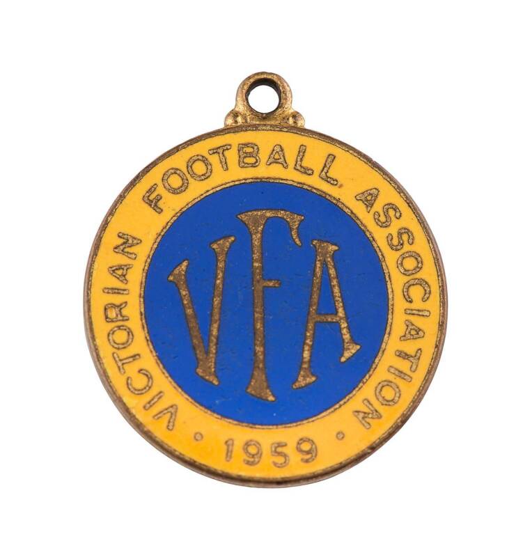 VFA: Victorian Football Association membership badges, complete run from 1959 to 1984. Mainly G/VG.