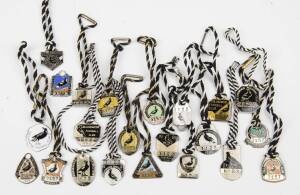 COLLINGWOOD: Collection of membership badges, incomplete run from 1962 (8th year) to 1990 (Premiership year). Fair/VG.