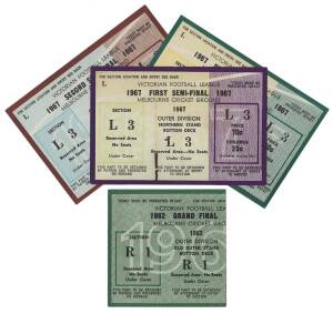 FINALS TICKETS: 1962 Grand Final; plus 1967 1st Semi Final, 2nd Semi Final & Preliminary Final.