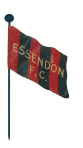 1908 Wills "Football Flags Shaped with Pin" [1/27] - Essendon (blank on reverse). G/VG.