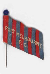 1908 Wills "Football Flags Shaped with Pin" [1/27] - Port Melbourne ("Capstan" on reverse). G/VG (new pin).