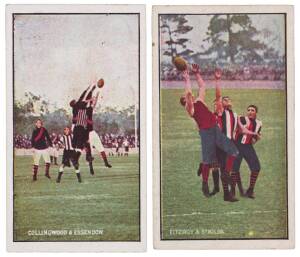 1908-09 Sniders & Abrahams "Australian Football - Incidents in Play", complete set [16]. G/VG. [Includes the card overwritten as "Geelong & Melbourne"; does not include error card "Carlton & Geelong"].