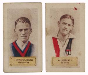 1932 Hoadleys (3d Violet Nutty Bar) "Victorian League Footballers", part set [10/108]. Poor/G. The scarcest of the Hoadleys sets.