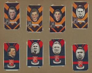 Cigarette Card Album with 1933 Allens "Footballers" (Rays) (138) many trimmed & Wills "Footballers 1933" (150). Poor/VG.