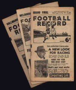 1956-57 "Football Record"s including 1956 Grand Final (Melbourne v Collingwood). Fair/Good condition.