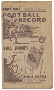 1958 "Football Record" for Grand Final Collingwood v Melbourne. Fair/Good condition.