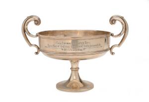 STERLING SILVER CUP, engraved "Indian Durbar. Calcutta Dec 27 1911. Won by J.A.Johnstone's Champion Jumping Horse "Bob" - Australian Bred", and also engraved on reverse "This Cup was Presented By, Queen Mary of England Empress of India, personally tp Mrs 