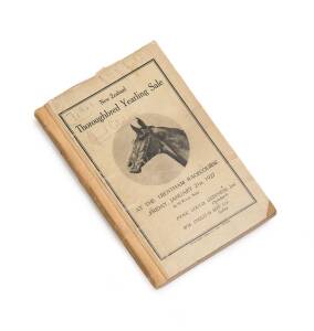 HARRY TELFORD/NZ THOROUGHBRED YEARLING SALE: Catalogue "New Zealand Thoroughbred Yearling Sale" for January 21st 1927, endorsed "First" & "Official Catalogue" ex the auctioneer D.W.J.Gould with notes throughout, including references to Harry Telford purch