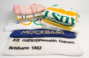 OLYMPIC TOWELS: Collection including Australian team towels from 1952 & 1956; range of various 1956 Olympics towels (8 different). Fair/VG.