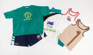 OLYMPIC CLOTHING: Collection of official & souvenir clothing, noted t-shirts, singlets, jackets, windcheaters, raincoats, leotards; 1992 & 1996 clothing ex weightlifter Steven Kettner; mostly Australian, some other countries.