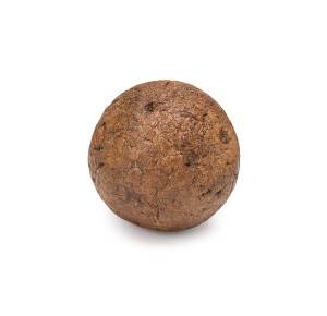 PAILLE-MAILLE BALL: Wooden ball, from pall-mall, paille-maille, pell-mell, or palle-malle, a lawn game that was mostly played in the 16th and 17th centuries, a precursor to croquet.