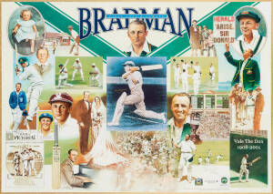 DON BRADMAN, print "Bradman - First, Last & Always" by Brian Clinton, signed by Don Bradman & the artist, limited edition 480/500, window mounted, framed & glazed, overall 104x80cm. With CoA.