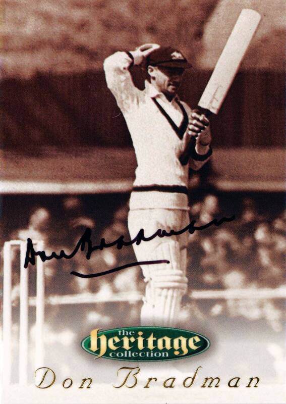 1995 Futera "The Heritage Collection - A Collection of Great Australian Cricketers", complete set [60], with 58 of the cards signed, including Don Bradman, Ray Lindwall, Neil Harvey & Graham McKenzie. VG. Numbered "267/500".