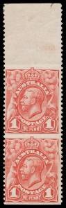 ONE PENNY: 1d carmine-red vertical pair Imperforate Horizontally from Plate 2 BW #59bb (SG 17b) from the top of the sheet [4/14], the lower unit with an ironed-out horizontal crease & some gum-loss, Cat $3500 (£2250). The ACSC states "One sheet from Plat