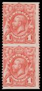 ONE PENNY: 1d carmine-red vertical pair Imperforate Horizontally from Plate 2 BW #59bb (SG 17b), the lower unit with a very minor thin in the margin at the base, Cat $3500 (£2250).