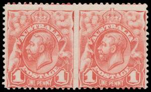 ONE PENNY: 1d pale red horizontal pair Imperforate Between from Plate 1 BW #59bc [13-14] (SG 17cb), very lightly mounted, Cat $7500 (£5000).