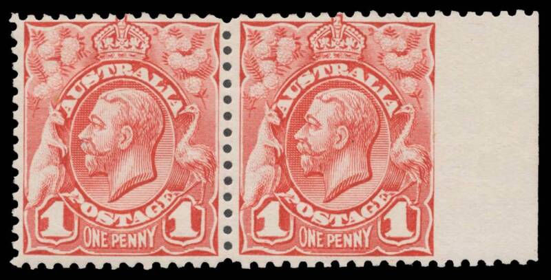 ONE PENNY: 1d rose-red marginal horizontal pair from the right of the sheet Imperforate at Right BW #59bf, very lightly mounted, Cat $1250. Superb! This pair has been plated as Plate 3 [99-100].