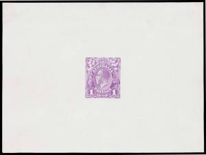 THE PERKINS BACON DIE PROOFS: State 2 die proof with a field of horizontal lines behind the King's head, in bright violet on highly glazed thin card (124x93mm) with no endorsements BW #70(DP)12Dc, Cat $15,000. Beautiful & unique! Ex Perkins Bacon Archives