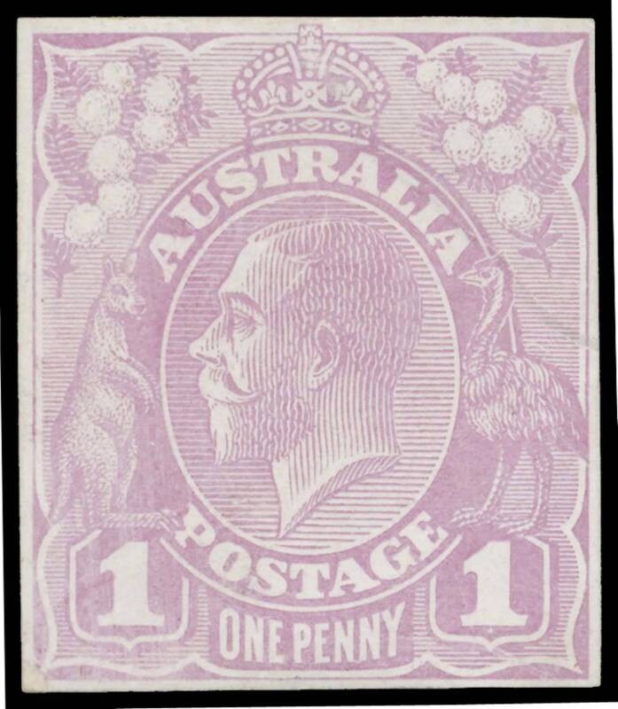 THE PERKINS BACON DIE PROOFS: State 2 die proof with a field of horizontal lines behind the King's head, in mauve ("pale violet" in the ACSC) on highly glazed thin card reduced to stamp-size with close margins BW #70(DP)12E, adhesions on the reverse, Cat