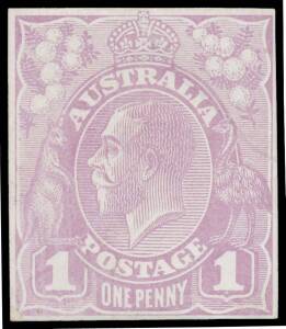 THE PERKINS BACON DIE PROOFS: State 2 die proof with a field of horizontal lines behind the King's head, in mauve ("pale violet" in the ACSC) on highly glazed thin card reduced to stamp-size with close margins BW #70(DP)12E, adhesions on the reverse, Cat 