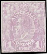 THE PERKINS BACON DIE PROOFS: State 2 die proof with a field of horizontal lines behind the King's head, in mauve ("pale violet" in the ACSC) on highly glazed thin card reduced to stamp-size with close margins BW #70(DP)12E, adhesions on the reverse, Cat