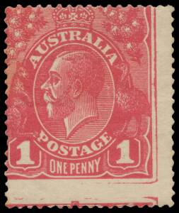 PROOFS CREATED IN AUSTRALIA: 1d in deep carmine on Victorian V/Crown Watermark Paper Perf 14 BW #70PP(4), grossly misplaced perforations, light crease & somewhat aged, Cat $15,000. Ex William Holbeach. Michael Drury Certificate (2015). [Obviously very rar