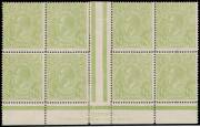 HALFPENNY GREEN COMB PERF: Electro 6: &frac12;d "Cyprus" green Harrison Two Line Imprint (Stop after 'PRINTER.') block of 8 BW #63(6)za with Retouches to Neckless Emu [R53] & Crack through King's Ear [R54] BW #63(6)h & i, some perf separation/rejoining including