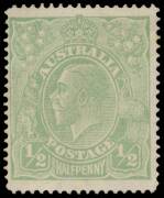 HALFPENNY GREEN SINGLE-LINE PERF: &frac12;d pale green BW #64B (SG 20a), a bit aged, unused (no gum), Cat $20,000 (&pound;9500). Michael Drury Certificate (2015). The ACSC states that a block of 4 & eight mint singles (one in the Australia Post Archives) have been rec
